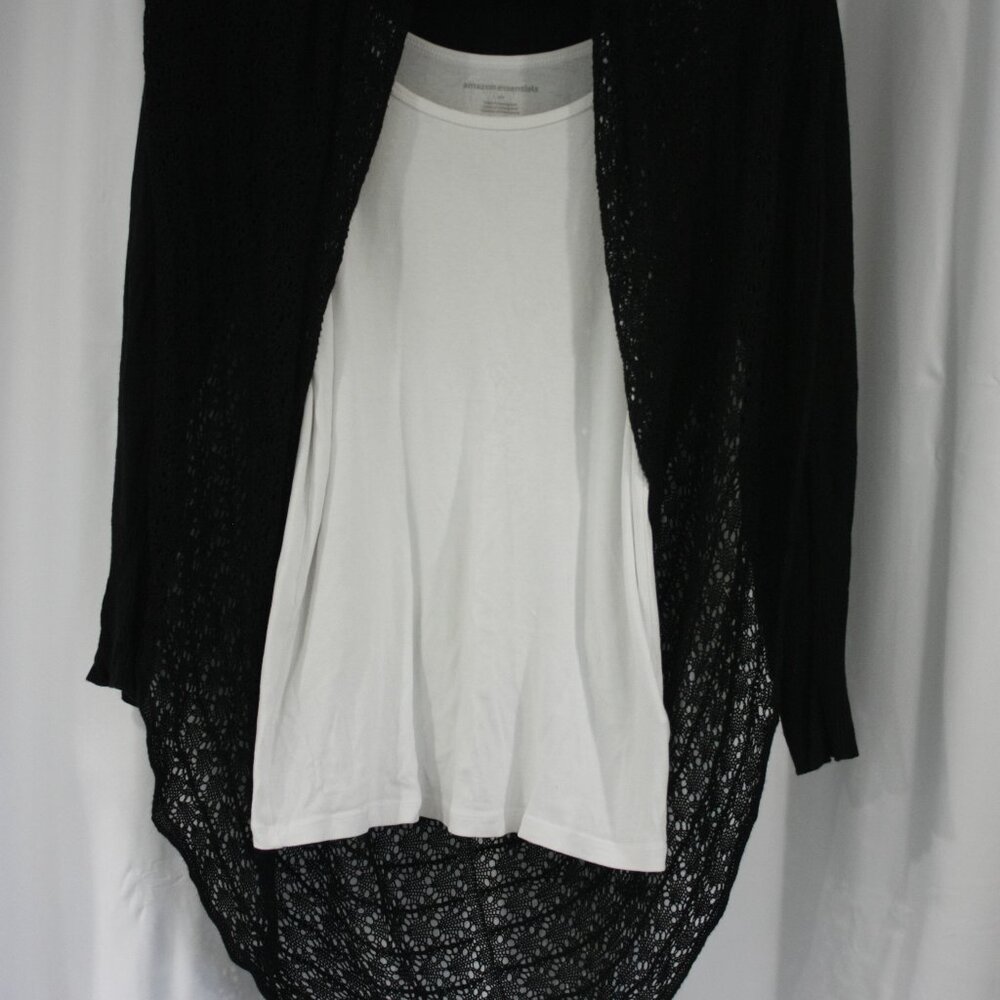 Grace & Lace Light Weight Two-Fit Knit Cardigan Black One-Size L - Picture 3 of 7